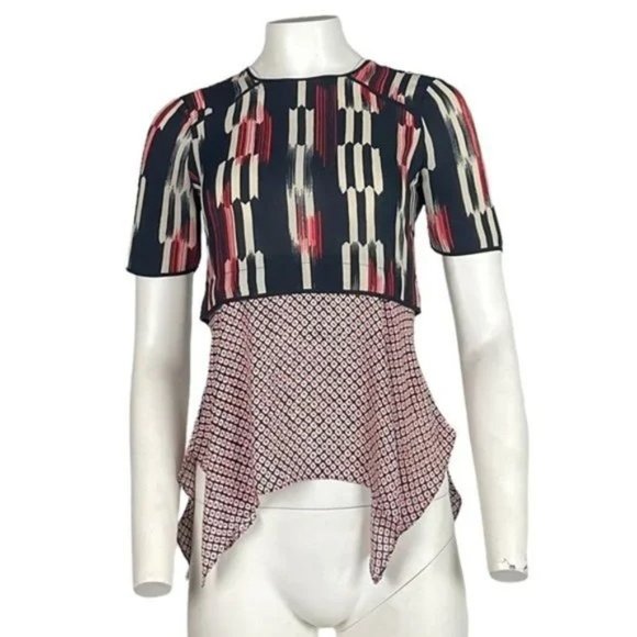 Bcbg Printed Blouse Black/Red Size XXS - Picture 1 of 3